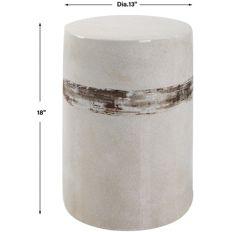 Uttermost Comanche Off White Crackle Glaze Ceramic Garden Stool Indoor or Outdoor Use