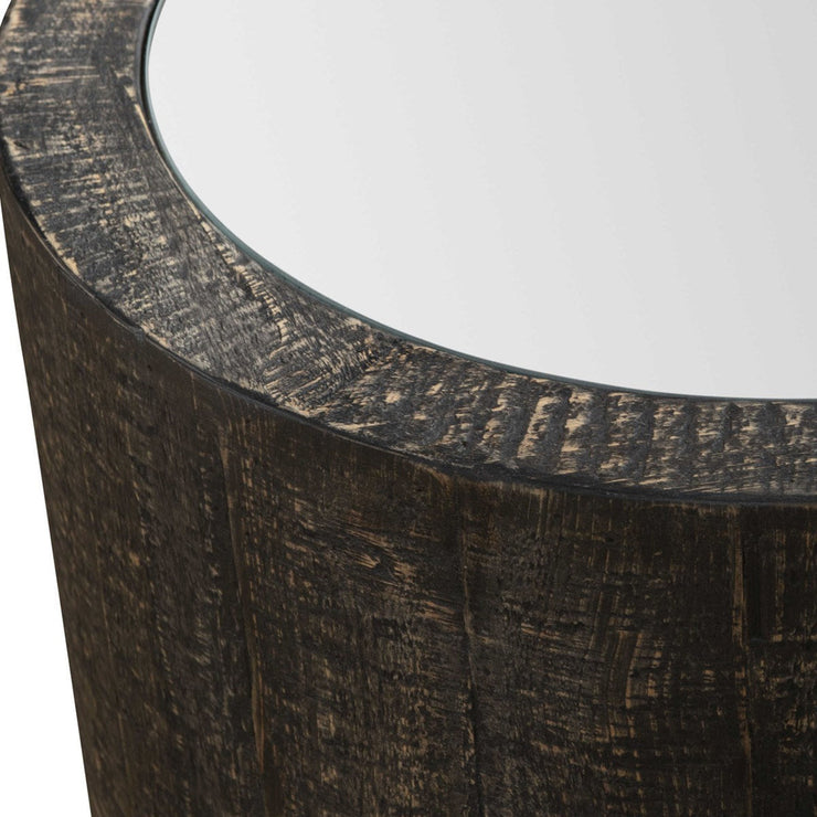 Uttermost Sequoia Mirrored Top With Dark Walnut Wood Rustic Accent Table