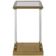 Uttermost Muse Glass Top With Acrylic and Brushed Brass Contemporary Accent Table