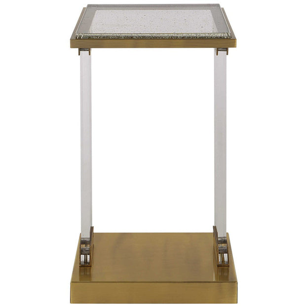 Uttermost Muse Glass Top With Acrylic and Brushed Brass Contemporary Accent Table