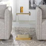 Uttermost Muse Glass Top With Acrylic and Brushed Brass Contemporary Accent Table