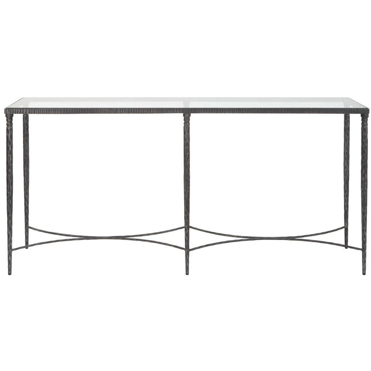 Uttermost Washington Glass Top With Distressed Black Iron Base Console Table