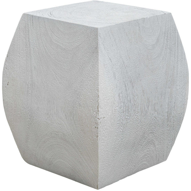 Uttermost Grove Suar Wood Ivory Finish Modern Accent Stool