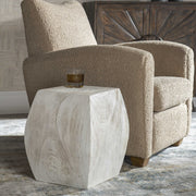 Uttermost Grove Suar Wood Ivory Finish Modern Accent Stool
