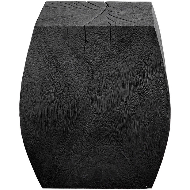 Uttermost Grove Suar Wood Rustic Black Finish Modern Accent Stool