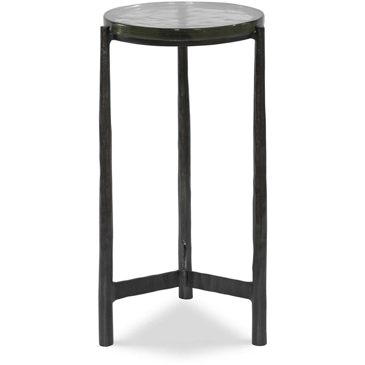 Uttermost Eternity Textured Art Glass Top With Gunmetal Iron Modern Round Accent Table