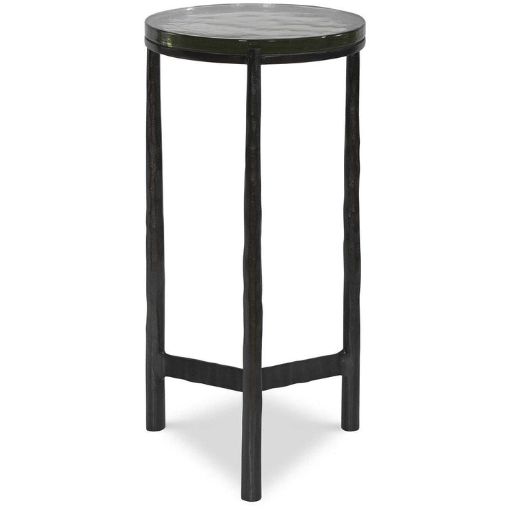 Uttermost Eternity Textured Art Glass Top With Gunmetal Iron Modern Round Accent Table