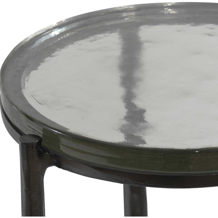 Uttermost Eternity Textured Art Glass Top With Gunmetal Iron Modern Round Accent Table