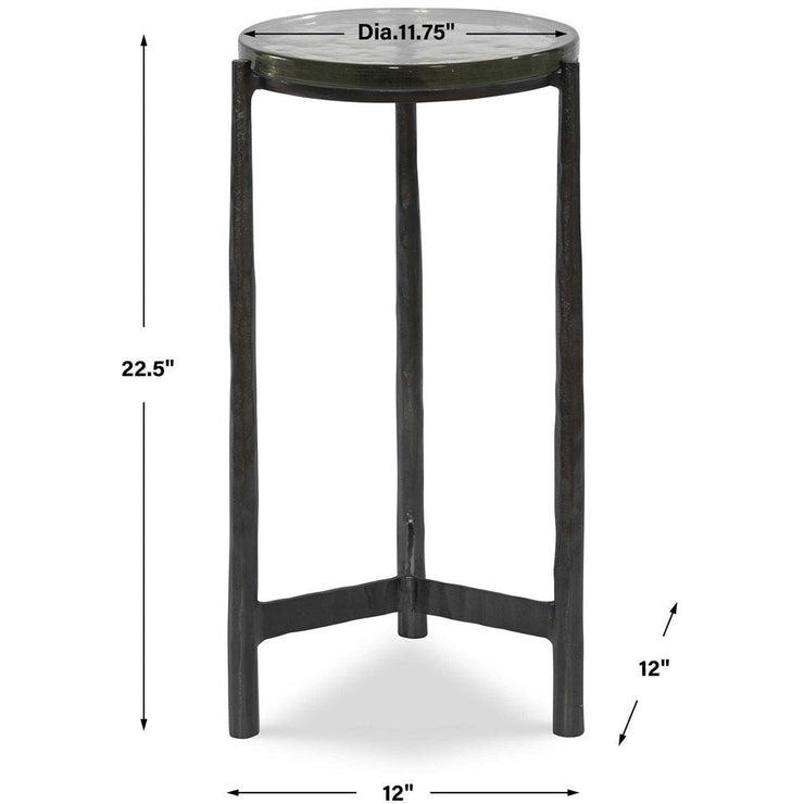 Uttermost Eternity Textured Art Glass Top With Gunmetal Iron Modern Round Accent Table