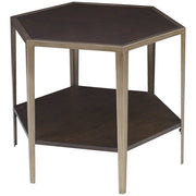 Uttermost Alicia Wood With Brushed Champagne Iron Accent Table