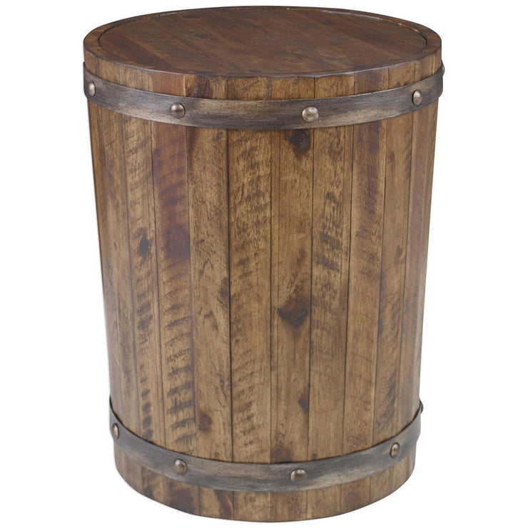 Uttermost Ceylon Wine Barrel Rustic Round Side Table