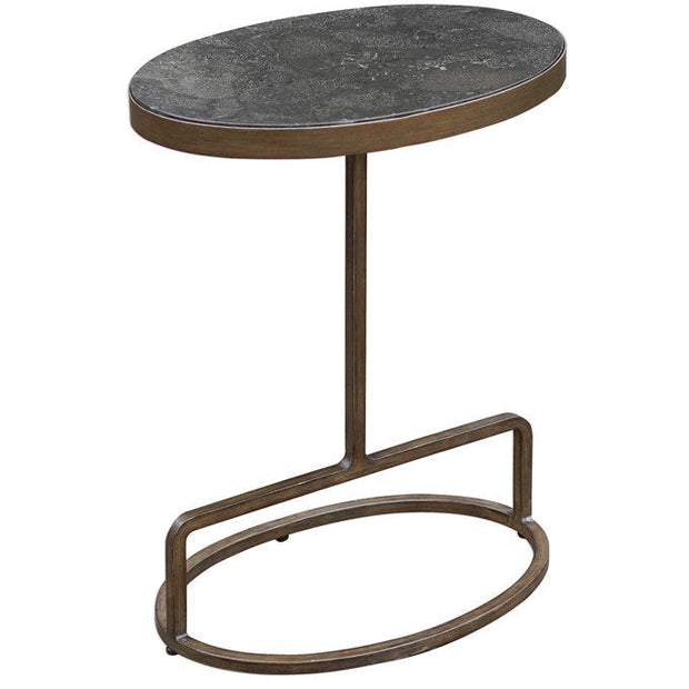Uttermost Jessenia Bluestone Top With Antiqued Gold Iron Modern Accent Table