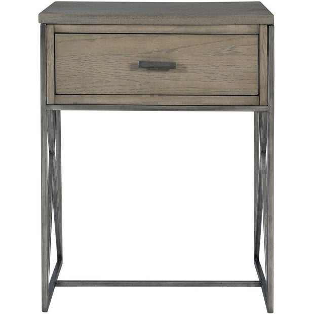 Uttermost Cartwright Aged Gray Concrete Top With Gray Oak Wood & Brushed Pewter Side Table