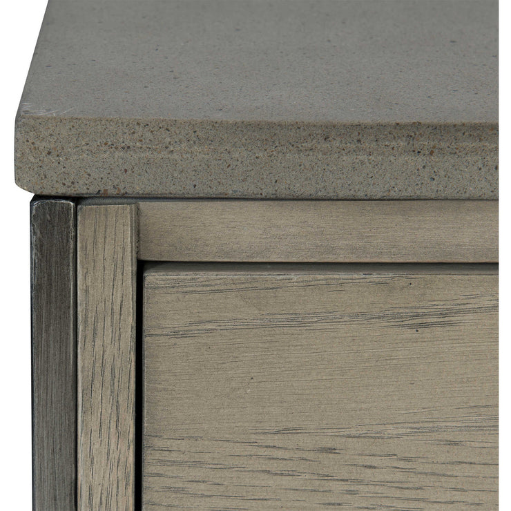 Uttermost Cartwright Aged Gray Concrete Top With Gray Oak Wood & Brushed Pewter Side Table