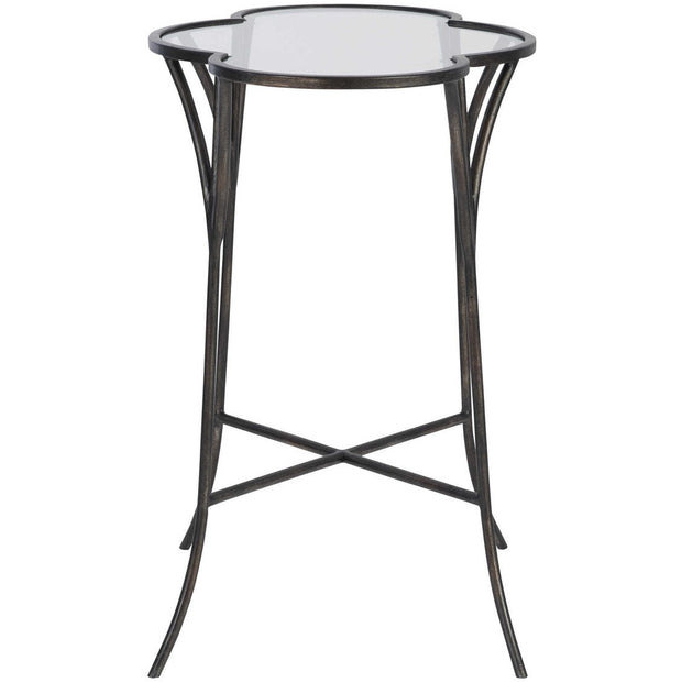 Uttermost Adhira Scalloped Glass Top With Aged Black Iron Accent Table