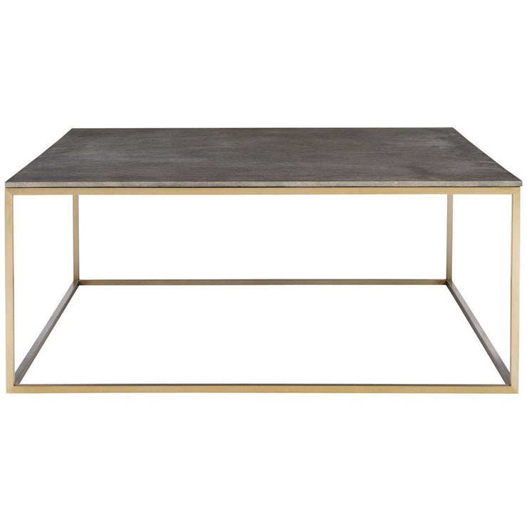 Uttermost Trebon Charcoal Gray Faux Shagreen With Brushed Brass Steel Base Modern Coffee Table