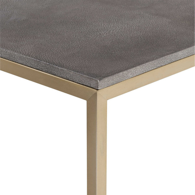 Uttermost Trebon Charcoal Gray Faux Shagreen With Brushed Brass Steel Base Modern Coffee Table