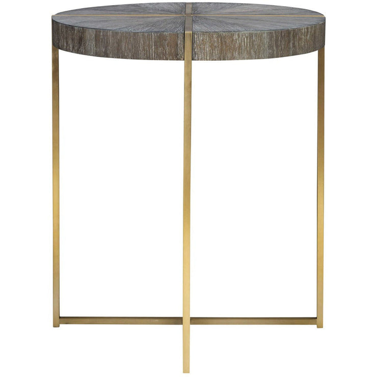 Uttermost Taja Washed Gray Walnut Top With Brushed Brass Steel Base Contemporary Accent Table