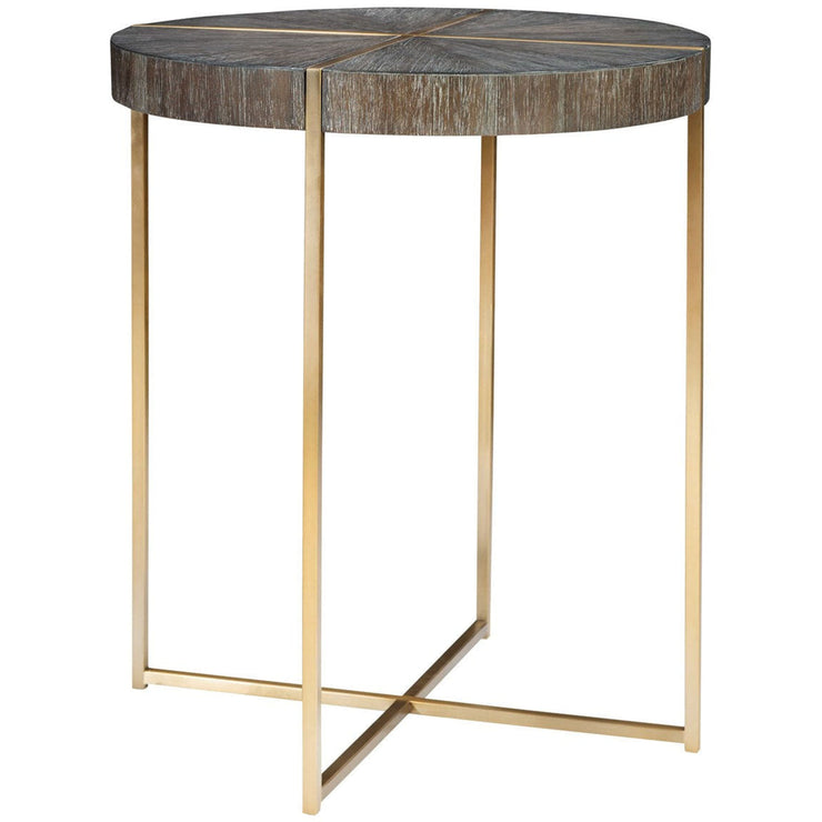 Uttermost Taja Washed Gray Walnut Top With Brushed Brass Steel Base Contemporary Accent Table