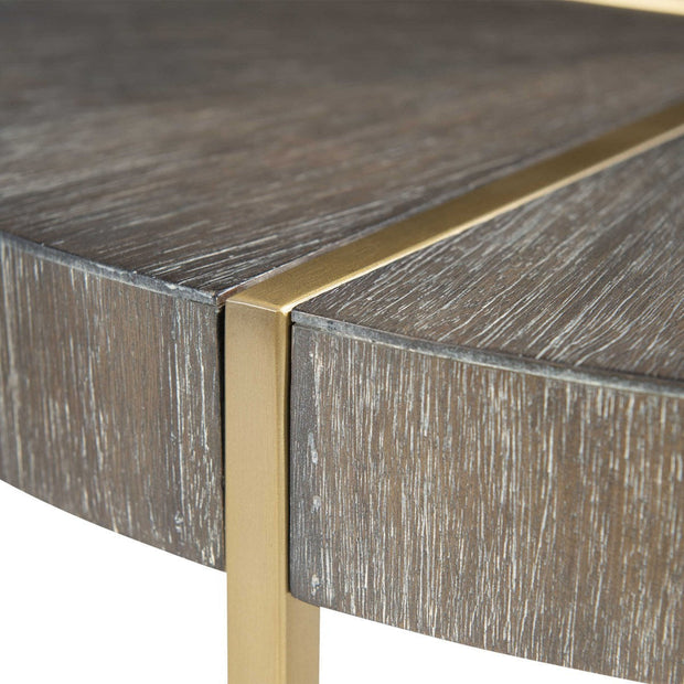 Uttermost Taja Washed Gray Walnut Top With Brushed Brass Steel Base Contemporary Accent Table