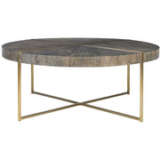 Uttermost Taja Washed Gray Walnut Top With Brushed Brass Steel Base Contemporary Coffee Table