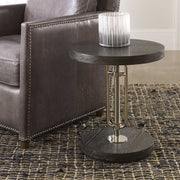 Uttermost Emilian Black Wood Top With Polished Nickel Adjustable Round Accent Table