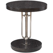 Uttermost Emilian Black Wood Top With Polished Nickel Adjustable Round Accent Table