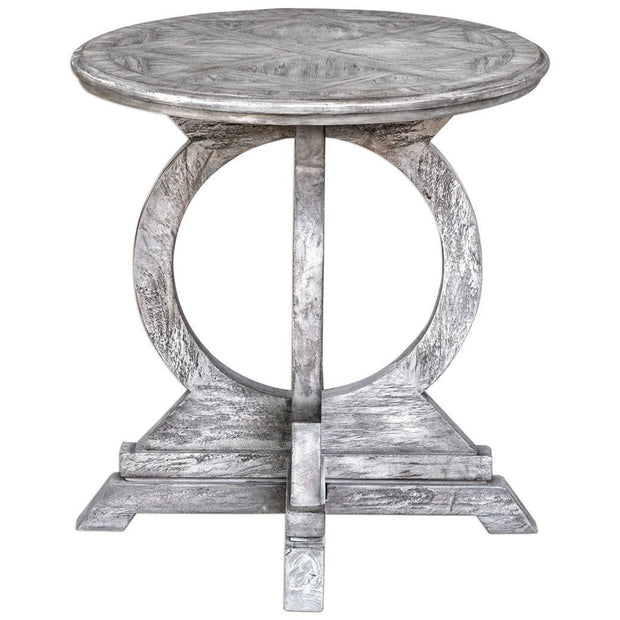 Uttermost Maiva Aged White Mango Wood Round Side Table