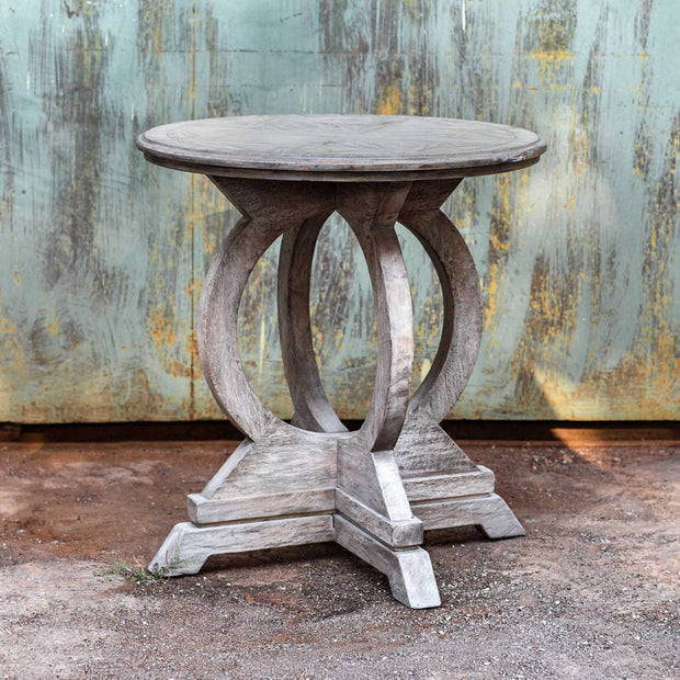 Uttermost Maiva Aged White Mango Wood Round Side Table