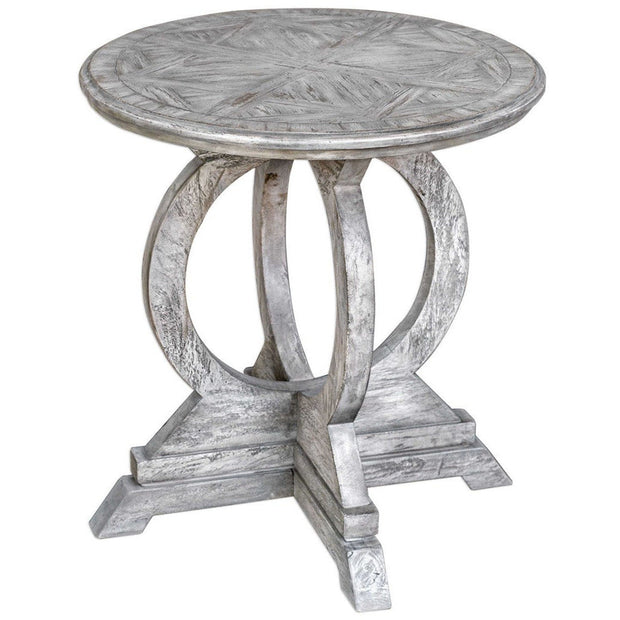 Uttermost Maiva Aged White Mango Wood Round Side Table