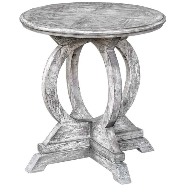 Uttermost Maiva Aged White Mango Wood Round Side Table