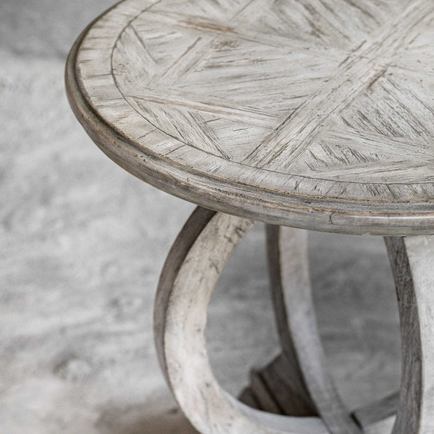 Uttermost Maiva Aged White Mango Wood Round Side Table