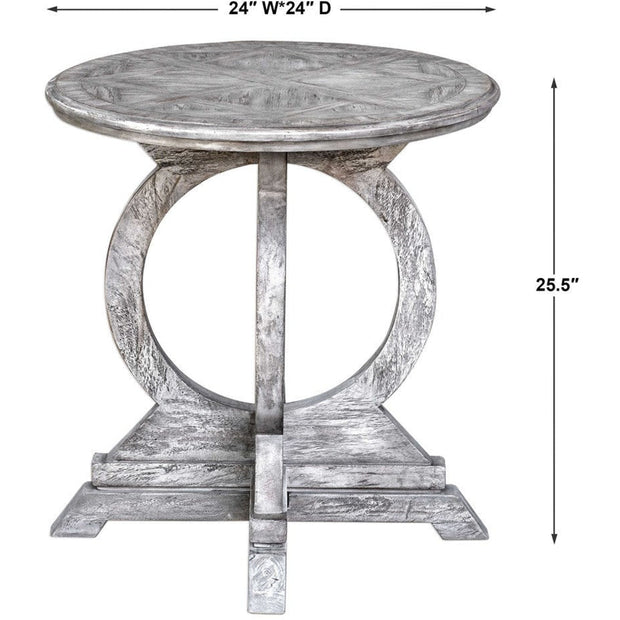 Uttermost Maiva Aged White Mango Wood Round Side Table