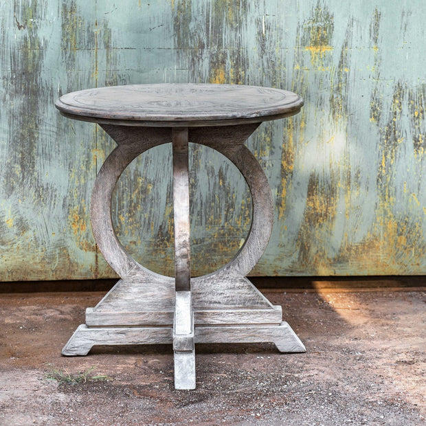 Uttermost Maiva Aged White Mango Wood Round Side Table