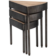 Uttermost Akito Wood With Aged Steel Nesting Table