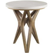 Uttermost Marnie Natural Ivory Limestone Top With Wood Base Side Table