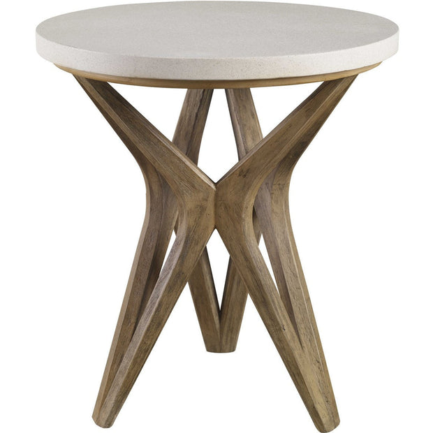 Uttermost Marnie Natural Ivory Limestone Top With Wood Base Side Table