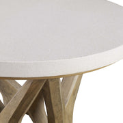 Uttermost Marnie Natural Ivory Limestone Top With Wood Base Side Table