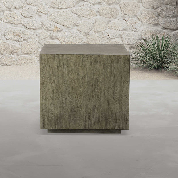 Uttermost Kareem Metallic Gray Floating Pedestal Low Profile Modern Side Table