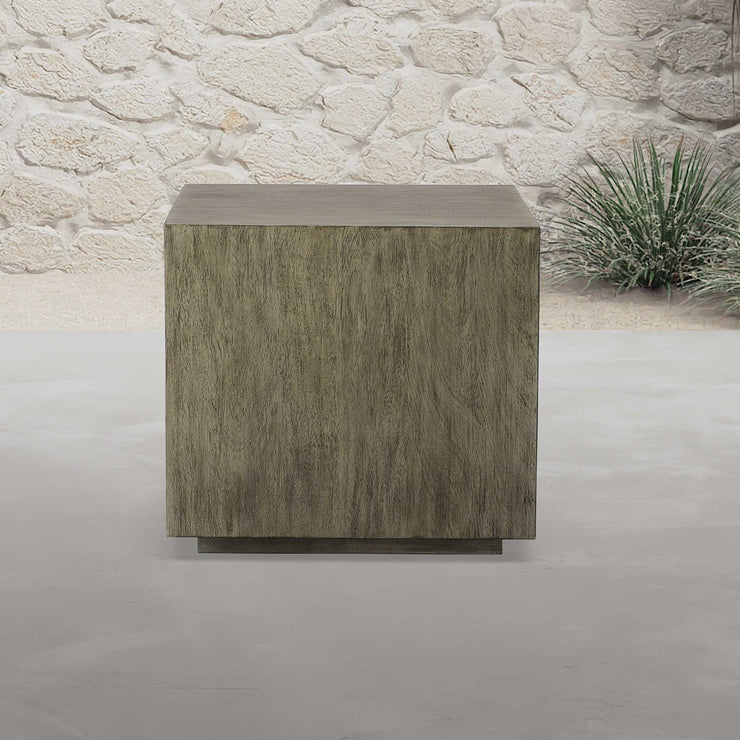 Uttermost Kareem Metallic Gray Floating Pedestal Low Profile Modern Side Table
