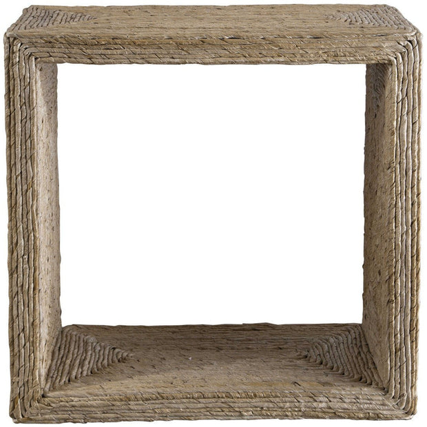 Uttermost Rora Natural Woven Banana Plant Wrapped Coastal Style Accent Table