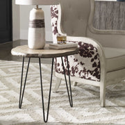 Uttermost Runay Live Edge Wood with Aged Black Iron Side Table