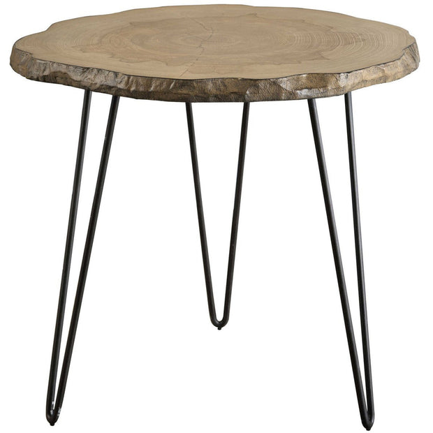 Uttermost Runay Live Edge Wood with Aged Black Iron Side Table