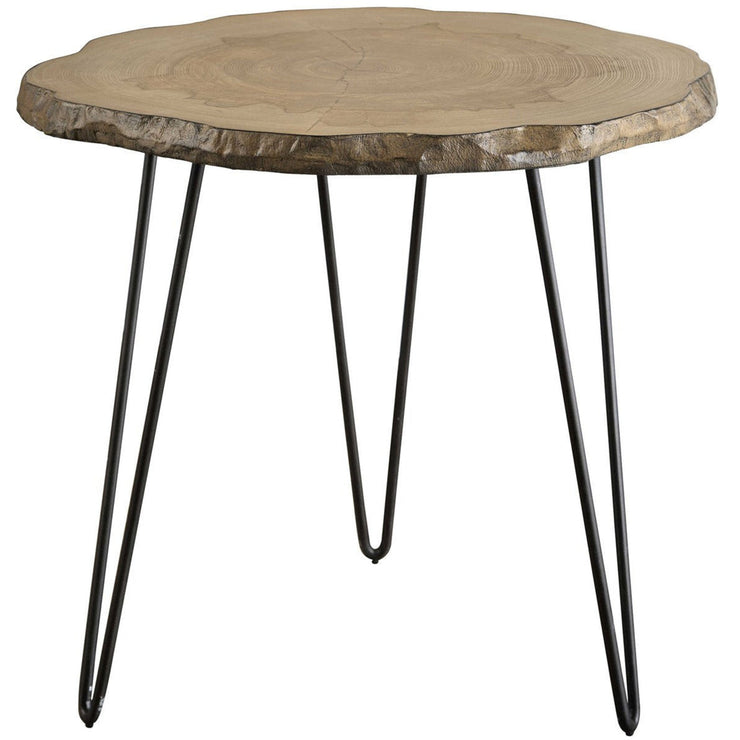Uttermost Runay Live Edge Wood with Aged Black Iron Side Table