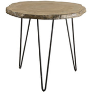 Uttermost Runay Live Edge Wood with Aged Black Iron Side Table