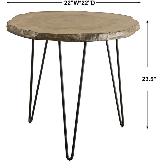 Uttermost Runay Live Edge Wood with Aged Black Iron Side Table
