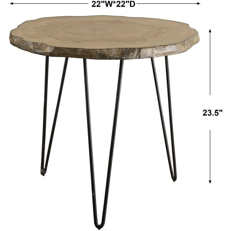 Uttermost Runay Live Edge Wood with Aged Black Iron Side Table
