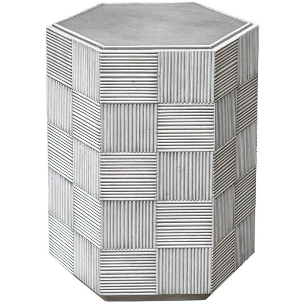 Uttermost Silo Distressed White With Aged Gray Hexagonal Accent Table