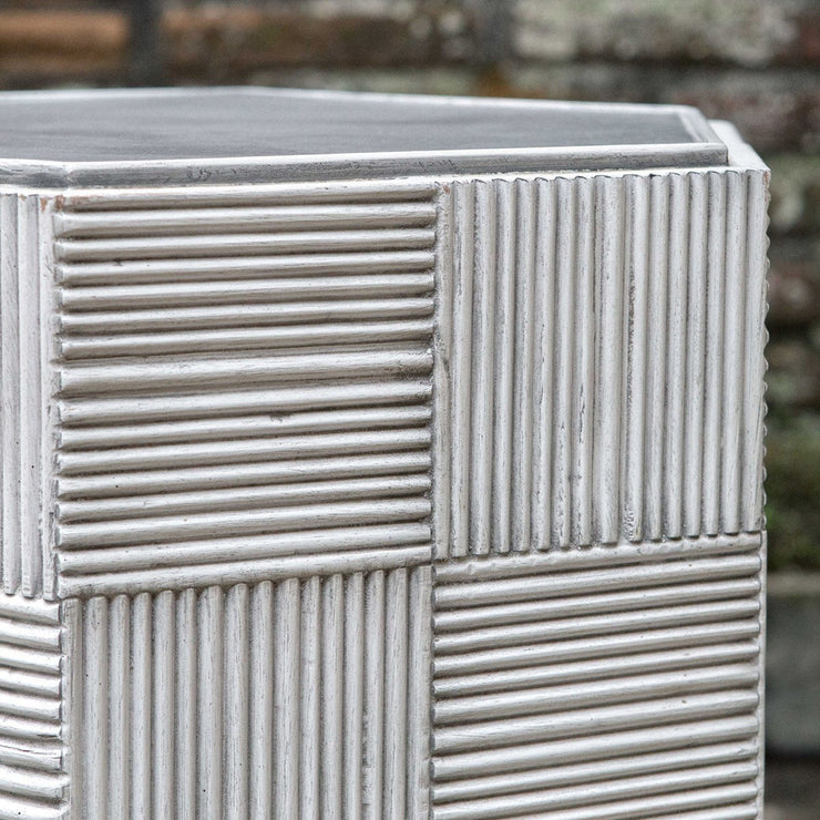 Uttermost Silo Distressed White With Aged Gray Hexagonal Accent Table