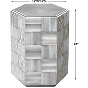 Uttermost Silo Distressed White With Aged Gray Hexagonal Accent Table